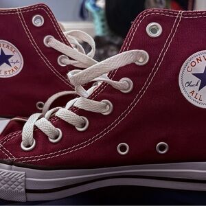Converse High-Top Sneakers- Burgundy M’s 4, W’s 6 unisex